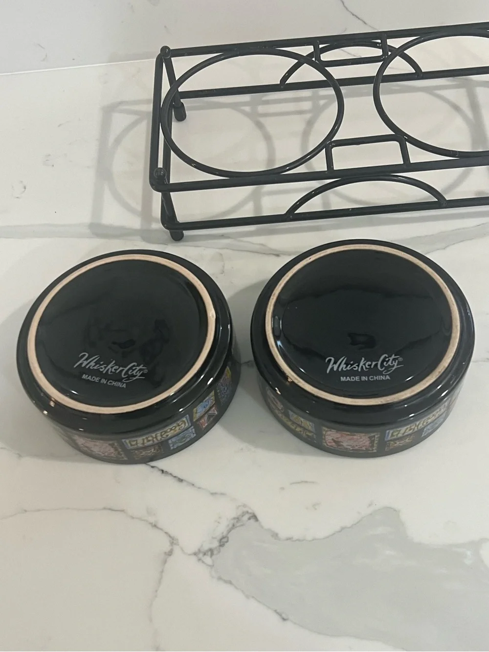 2 Whisker City Cat Food Water Bowl Dish with stand